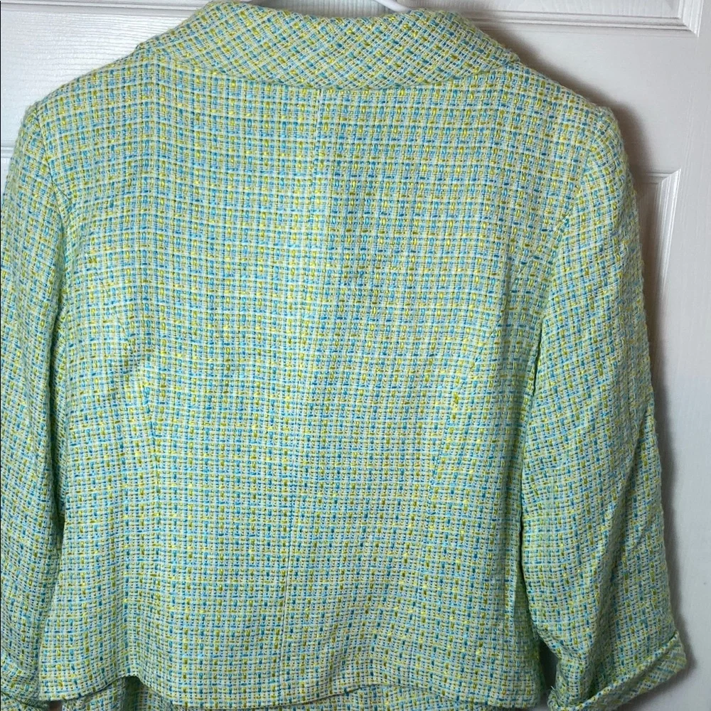 Dana Buchman Women's Yellow and Blue Tweed 2 Piece Skirt Suit Blazer Jacket - Picture 6 of 13